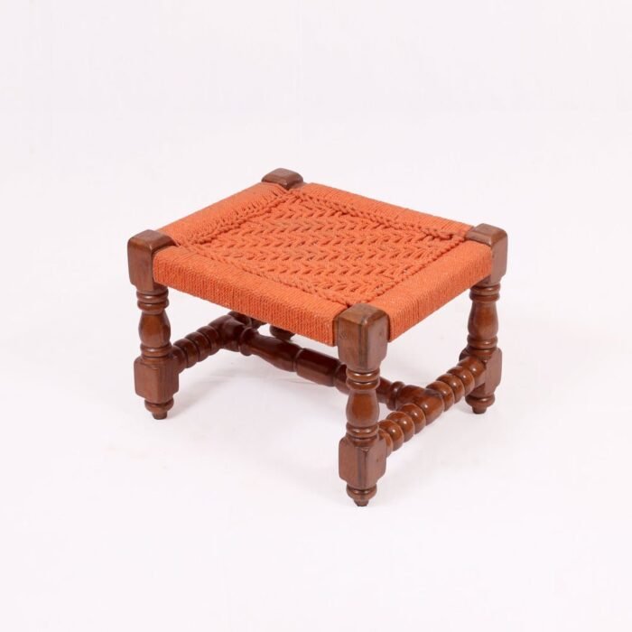 Wooden Handmade Woven Stool - Image 3
