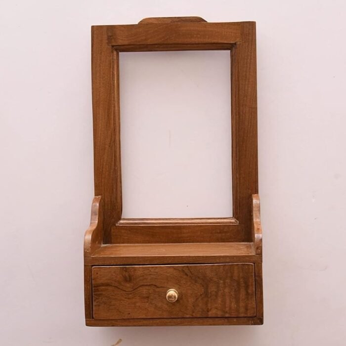 Wooden1 Drawer Compact Decorative Hanging and Standing Mirror - Image 1
