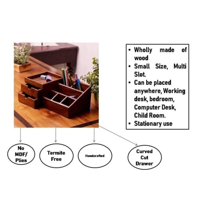 Wooden Table Organizer with Two Drawer - Image 6