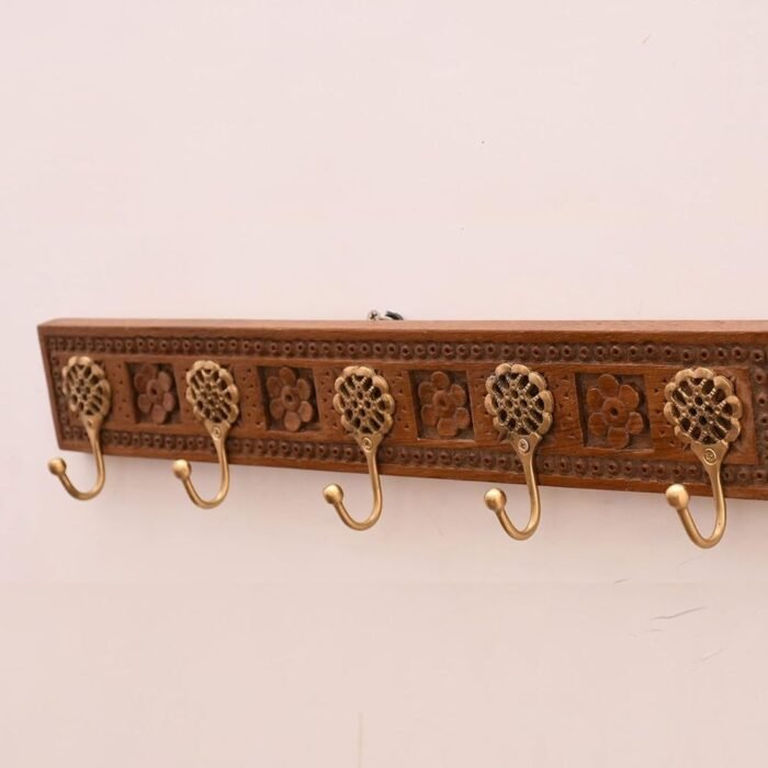 5 Carved Brass Hooks - Image 2