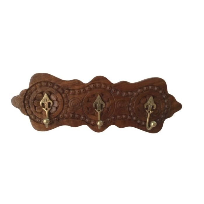Wooden Hand Carved 3 Hooks - Image 1