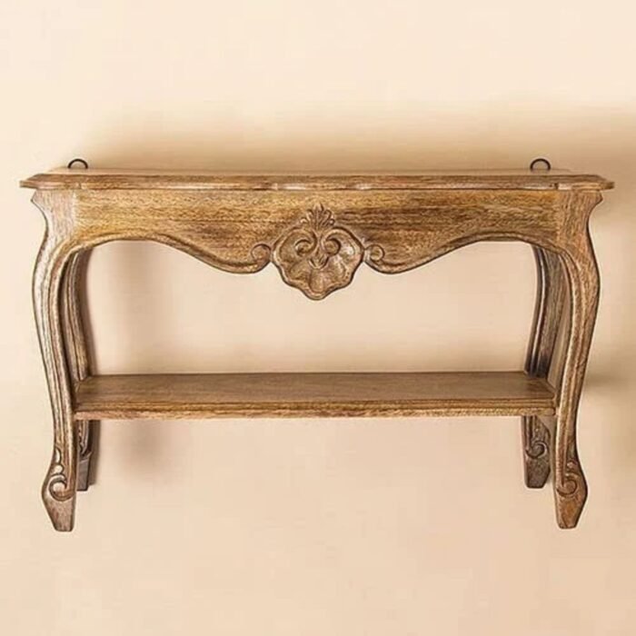 Mini Mango Wood Table Handcrafted Wall Shelf - Image 1