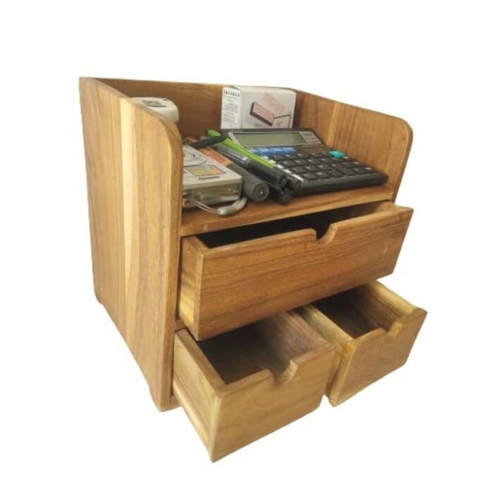 Natural Wood Office Table Organizer - Image 3