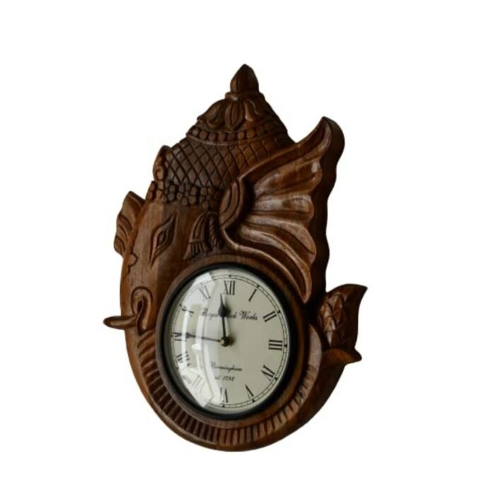 Solid Wooden Ganesh Religious Wall Clock - Image 2