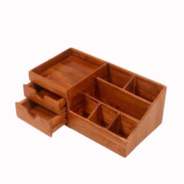 Wooden Table Organizer with Two Drawer - Image 5