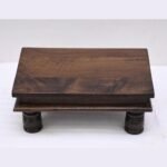 Solid Dark Wood pooja Chowki Stool