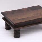 Solid Dark Wood pooja Chowki Stool - Image 2