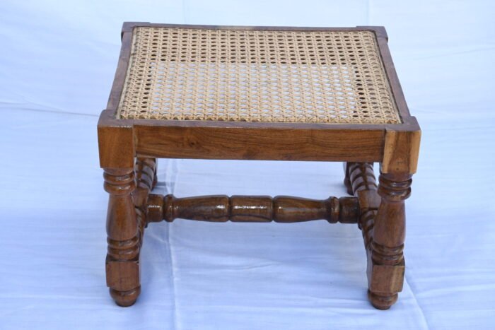 Wooden Handmade Cane Stool - Image 1